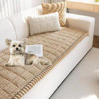 Faux Fur Plush Dog Couch Cover with Non-Slip Backing (3D Stripe)
