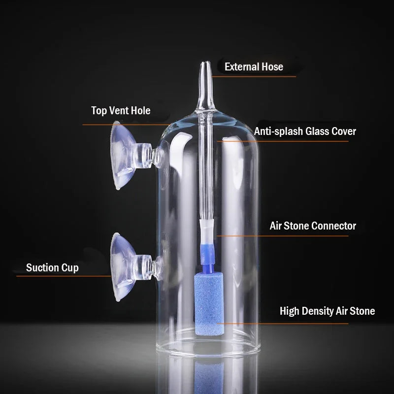 Aquarium Oxygen CO2 Diffuser Air Pump Fish Tank Glass Aerator Oxygenator Stone Air Dissolve Dispenser Aquarium Accessories