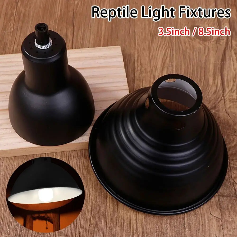 1Pcs Dome Heating Reptile Light Fixtures Aluminum Black Animals Heat Lamp Protector Lampshade Shell