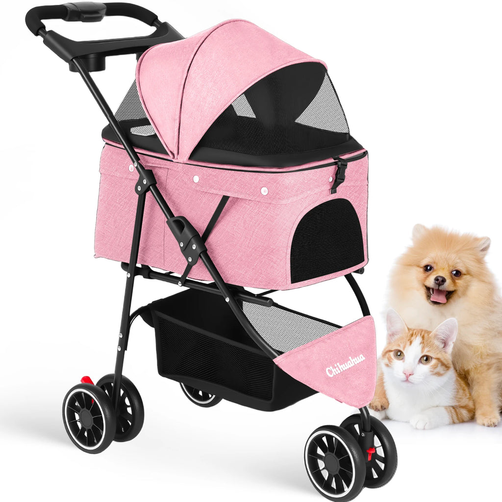 Portable Foldable Pet Stroller with Canopy (Small Dogs & Cats)
