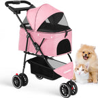 Portable Foldable Pet Stroller with Canopy (Small Dogs & Cats)