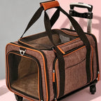 Rolling Pet Carrier Zippered Expandable Pet Carrier