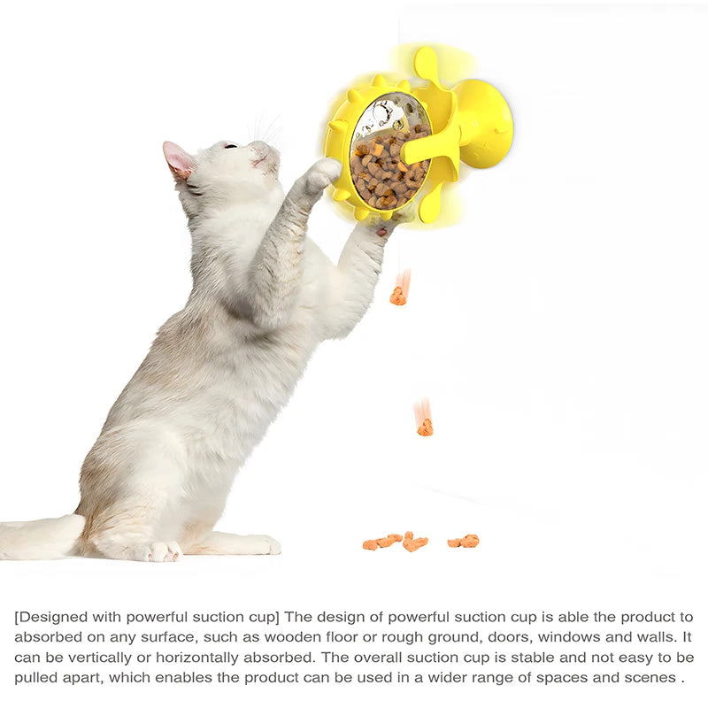 Cat Treat Wheel Puzzle Feeder — Interactive Food Dispensing Toy for Indoor Entertainment