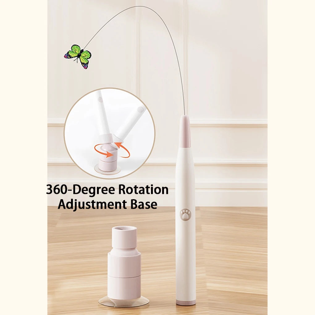 Electric Butterfly Suction Cup Cat Toy — Automatic Rotating Flutter Bug Wand for Kittens