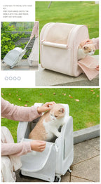 Pet Rolling Backpack Waterproof Oxford Double Shoulder Cat Carrier Foldable Safe House Dog Travel Bag