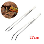 2Pcs Stainless Steel Tweezers Set Straight & Curved Bent Tip Feeding Tongs for Reptile Lizard Spider Craft Jewelry Repair