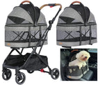 3-in-1 Dog Cat Stroller with Detachable Carrier, Folding Lightweight Portable Travel Pet Gear All-Terrain for 35 lbs