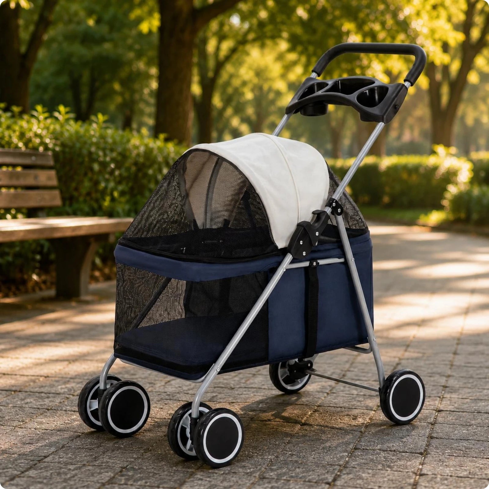 Foldable Pet Stroller twinWheel Pet Carrier for Outdoor Transport