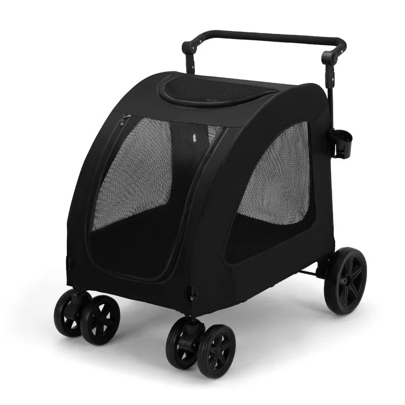 Medium Large Dog & Cat Multi-functional 4-Wheel Fabric Pet Stroller Outdoor Travel Walking Car Portable Foldable