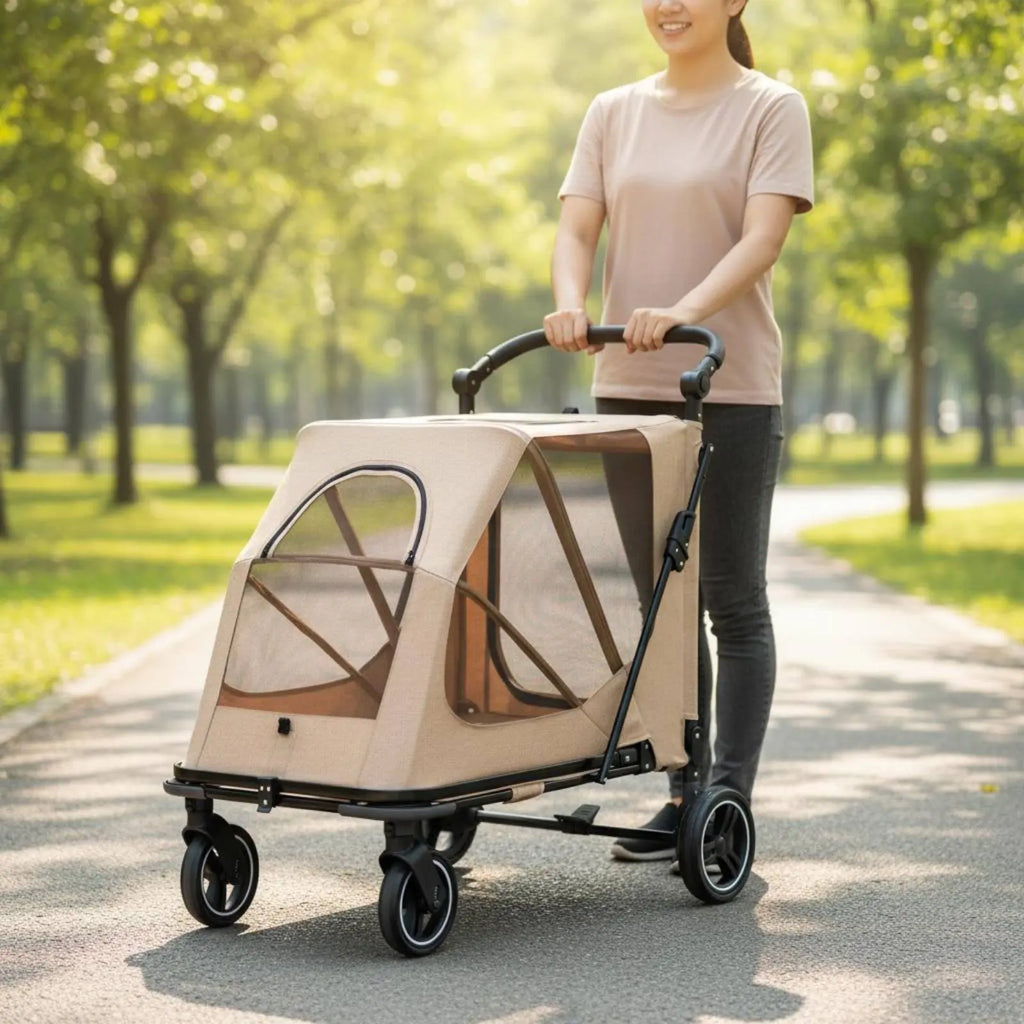 Foldable Dog Stroller Portable Foldable Pet Stroller Dog Wagon Large Size Rolling Carrier Breathable Mesh for Travel, Shopping