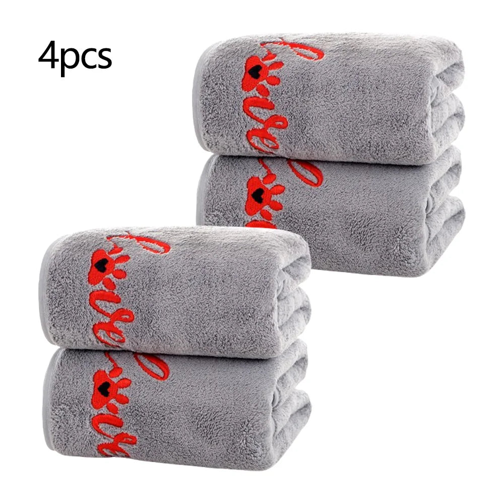 1/2/4pcs Quick Drying Dog and Cat Towels Soft Fiber Towels Bath Towel Pet Bathrobe Covenient  Cleaning Towel Pet Supplies
