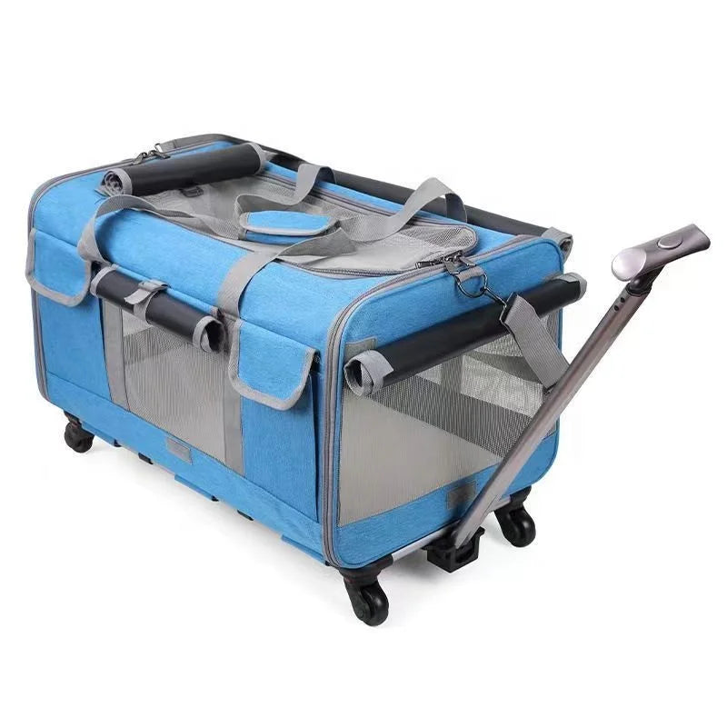 Oxford Pet Carrier Comfortable Safe Square Large Space Fashionable Stroller Travel Cage for Dogs and Cats