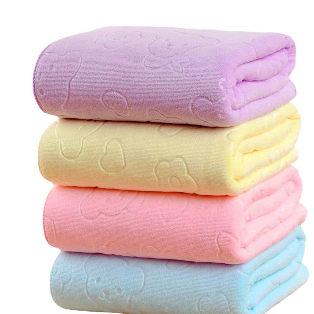 Soft Lovely Cartoon 30*60cm 35*75cm Pets Dog Cat Puppy Super Absorbent Towel Dry Hair Ake A Shower and Wipe Body Dog Supplies