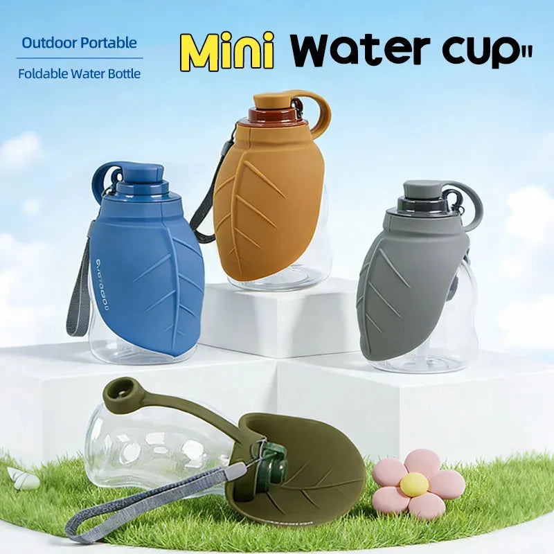 New 300ml Dog Outdoor Kettle With Foldable Mini Silicone Leaf Dust Bottle Stopper Portable Water Dispenser Pet Water Dispenser