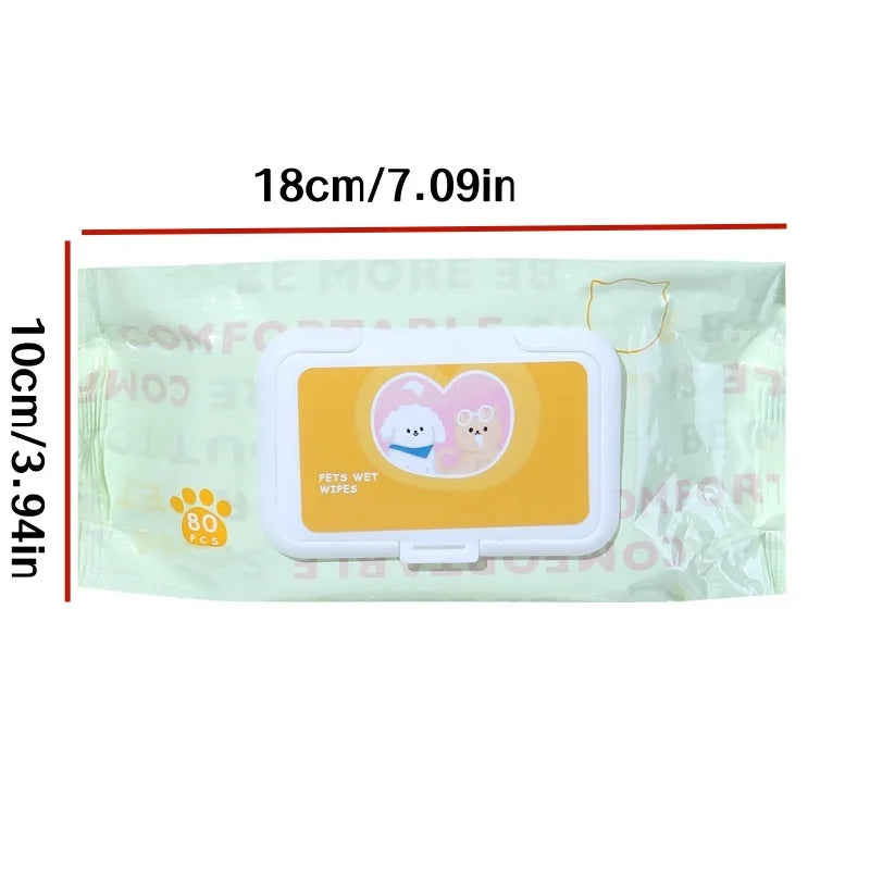 3 Packs, 80 Pet Wipes Per Pack, Pet Wipes for Cats and Dogs, Specially Designed for Wiping Tear Stains and Cleaning Body Parts, No-Rinse, Deodorizing, Cleaning Wet Wipes