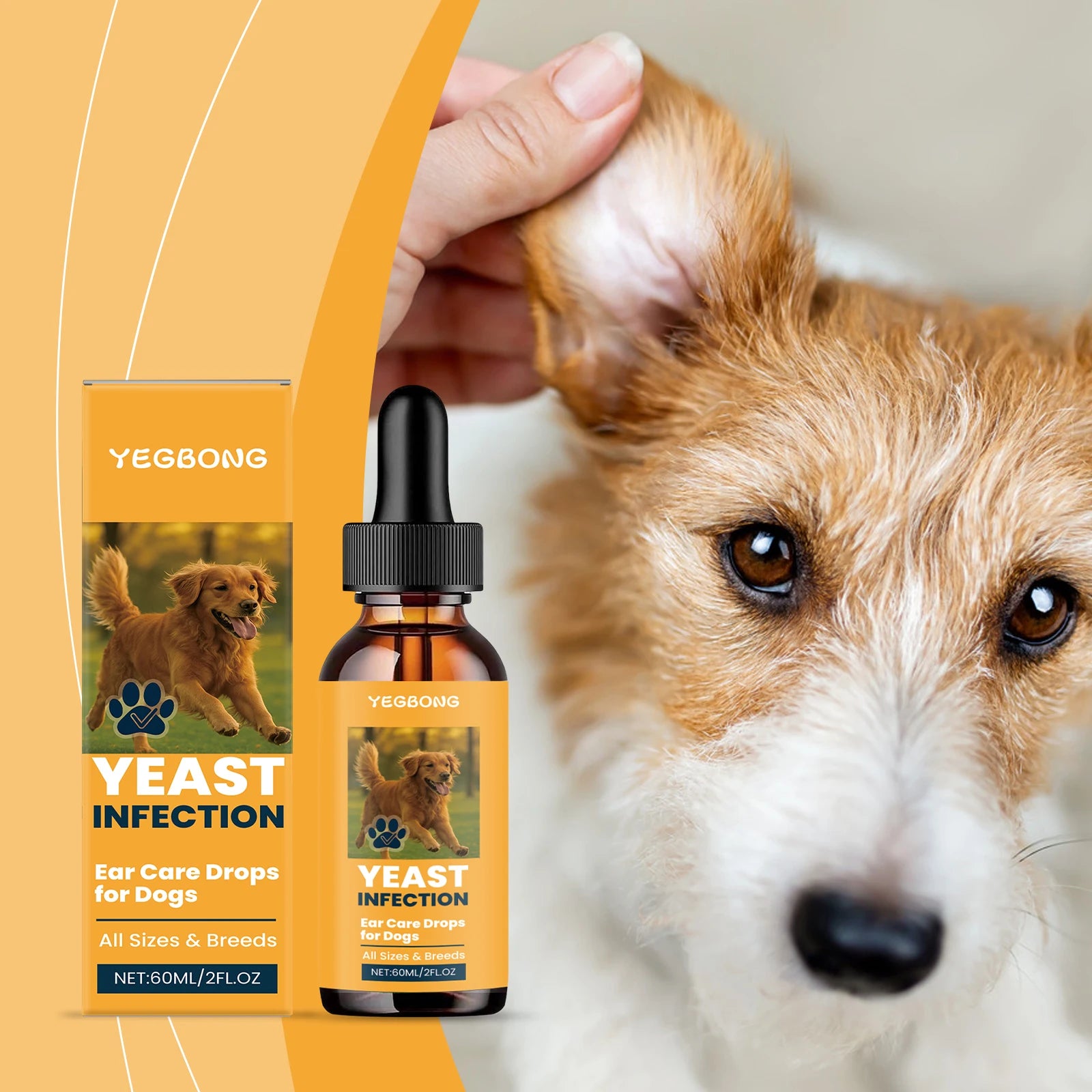 Yegbong 60ML Pet ear wash Cats and dogs ear water cleaning ear mite ear drops ear drops Department care pet cleaning products