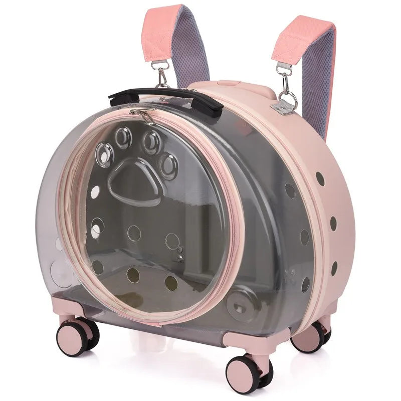 High Quality Travel Products Transparent Pet Dog Cat Backpack Carrier Bag With Wheels Pet Trolley
