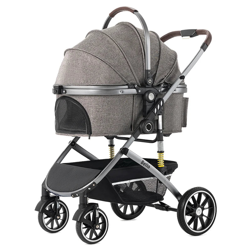Bello Pet Trolley Stroller for Dogs & Cats - Multi-Function Travel Cart with Carrier Compartment