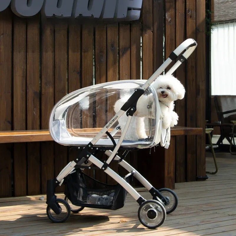 Lightweight Foldable Pet Stroller With Transparent Cover For Small Medium Dogs Detachable Dog Walking Cart Outdoor Carrier