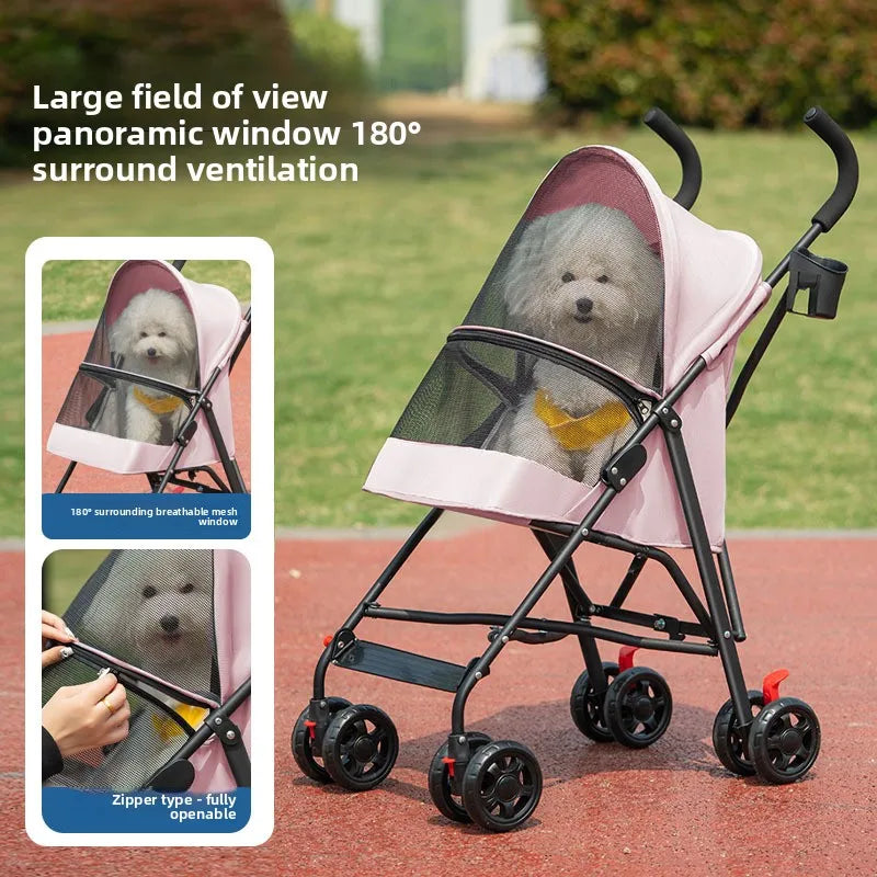 Crossborder Pet Stroller Cat Dog Teddy Lightweight Portable Foldable Outdoor Travel Pet Trolley Trolley for Dog Pet Stoller