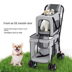 Portable Quick-Folding Double Pet Stroller for Dogs Cats with Detachable Carriers Pet Travel Strolling Cart for Outdoor Use