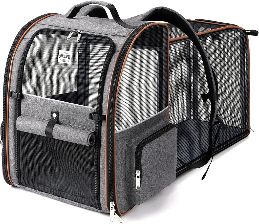 Large Cat Backpack Carrier Expandable Foldable Pet Carrier Backpack for Small Dogs Puppy Medium Cats Fit Up to 18 Lbs for Travel