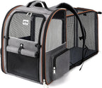 Large Cat Backpack Carrier Expandable Foldable Pet Carrier Backpack for Small Dogs Puppy Medium Cats Fit Up to 18 Lbs for Travel