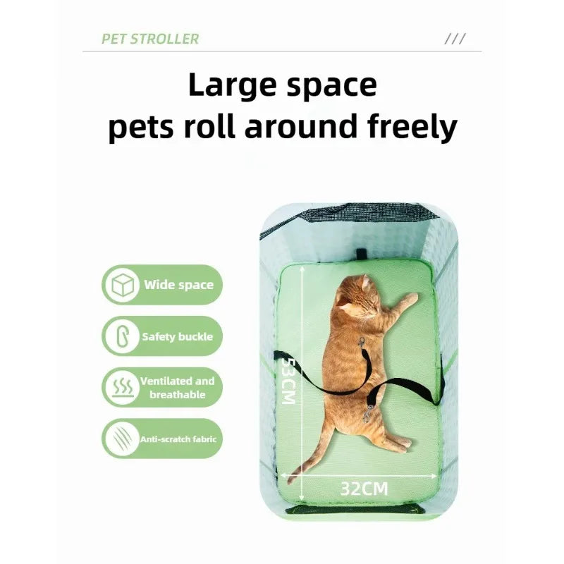 Luxury Pet Stroller Suitable for Travel Washable Pet Stroller Cat and Dog Stroller Lightweight and Foldable Pet Cart MAXFOR 25KG