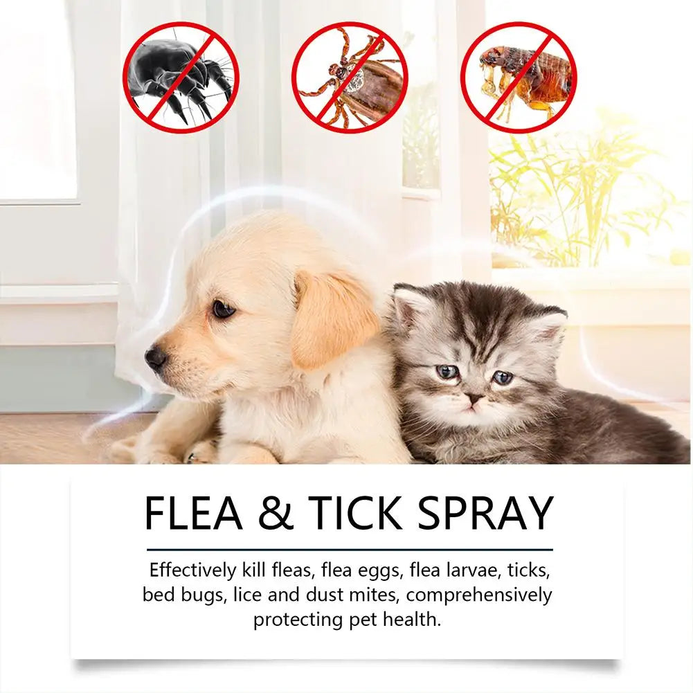 Pet Flea & Tick Spray for Dogs Cats 100ml Flea Killer Itching Relief Insect Repellent Mite Lice Spray Pet Care Mosquitoes Killer