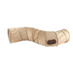 Foldable S-Shaped Cat Tunnel Tube with 3 Entry Holes — Collapsible Suede Kitten Drill Barrel