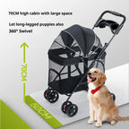 NCIPET Outdoor Waterproof Foldable Lightweight Adjustable 4-Wheel Separable Pet Stroller for Small Dogs with Detachable Trolley