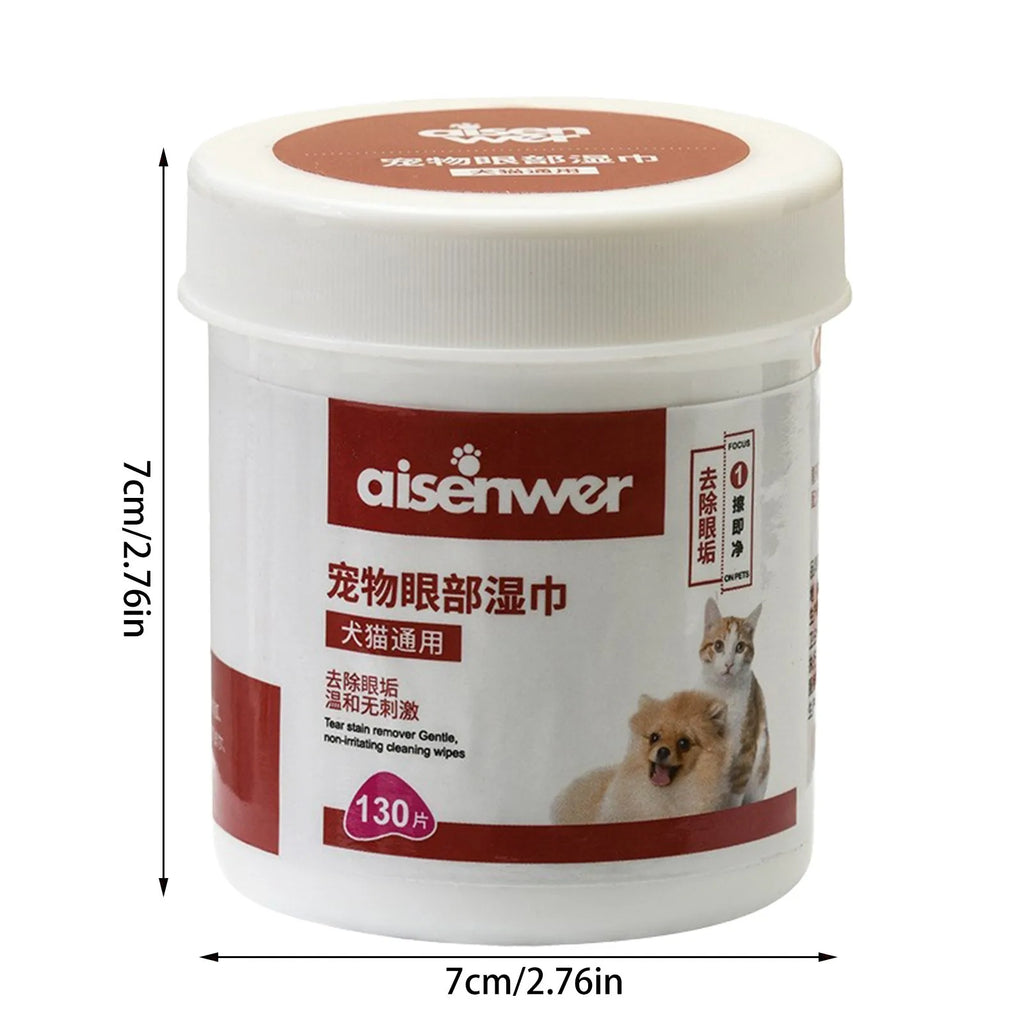 130pcs Eye Wet Wipes Universal Disposable Non-Woven Wet Towels Ear Stain Remover Dog Cat Wipes Grooming Tools Pet Accessories