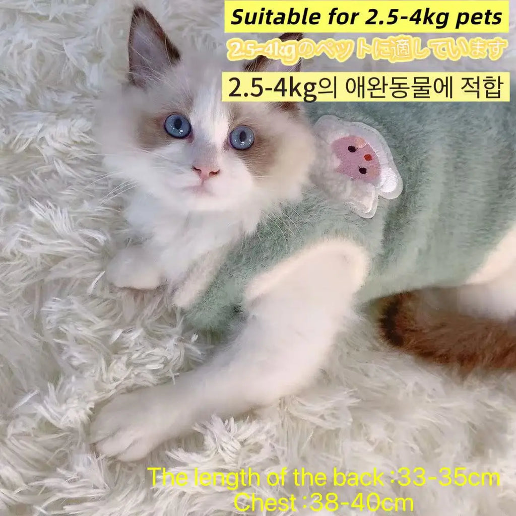 Thickened Autumn & Winter Cat Vest — Warm Anti-Fall Clothes for Kittens & Small Pets