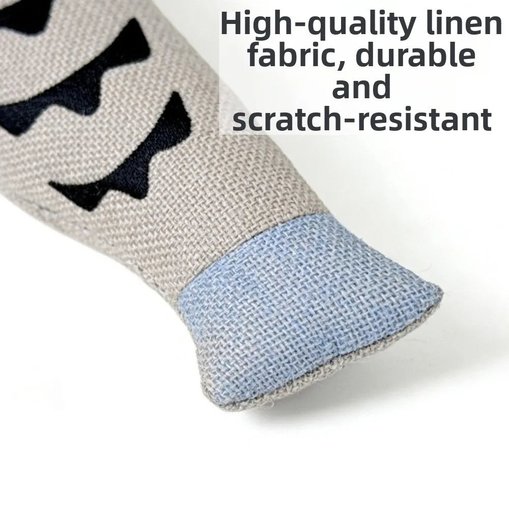 Stuffed Simulation Fish Cat Toy with Bell — Bite-Resistant Soft Squeaky Teasing Stick Fish