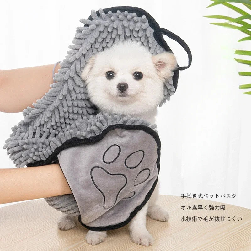 Soft Dog Bath Robe Towel Quick Dry Pet Towel Fiber Absorbent Cat Bath Towel Convenient Pet Cleaning Washcloth Dog Accessories