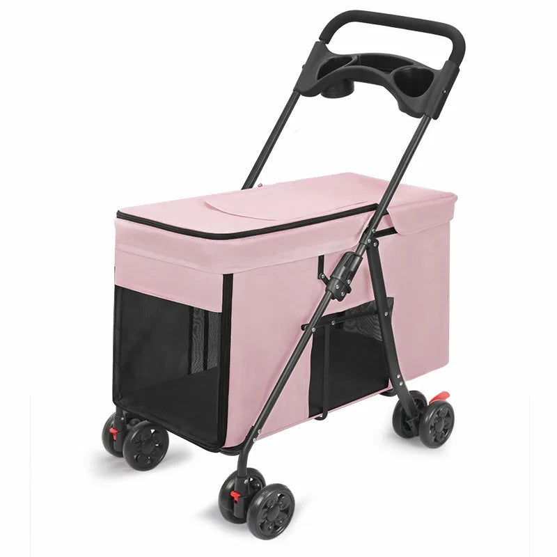 Large Dog Pet Stroller Foldable Multifunctional Outdoor All Terrain Portable Travel Carrier Dog Stroller Cat Stroller Dog Cart