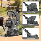 3-Wheel Pet Stroller, Foldable Travel Jogger for Small Medium Dogs Cats Up to 33lbs,Lightweight Carrier with Breathable Mesh Co
