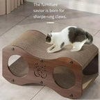 Walnut Cat Scratching Post with Integrated Bed (All-Season)
