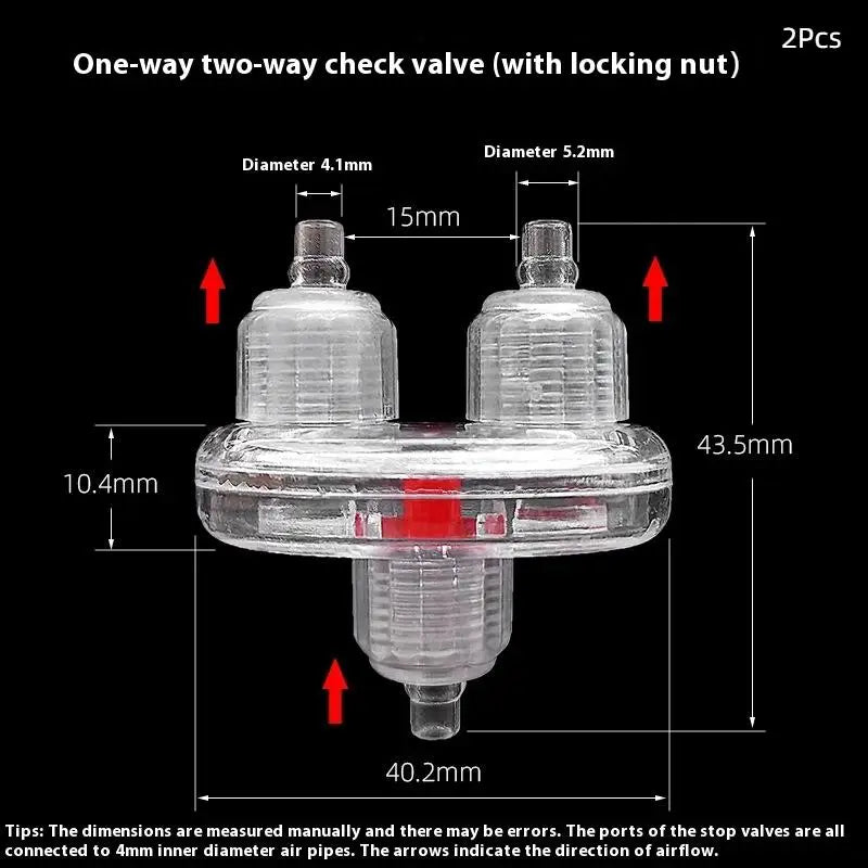 Aquarium Air Pump One-Way Check Valves (2-Pack, Oxygen Supply, Anti-Backflow for Fish Tanks)