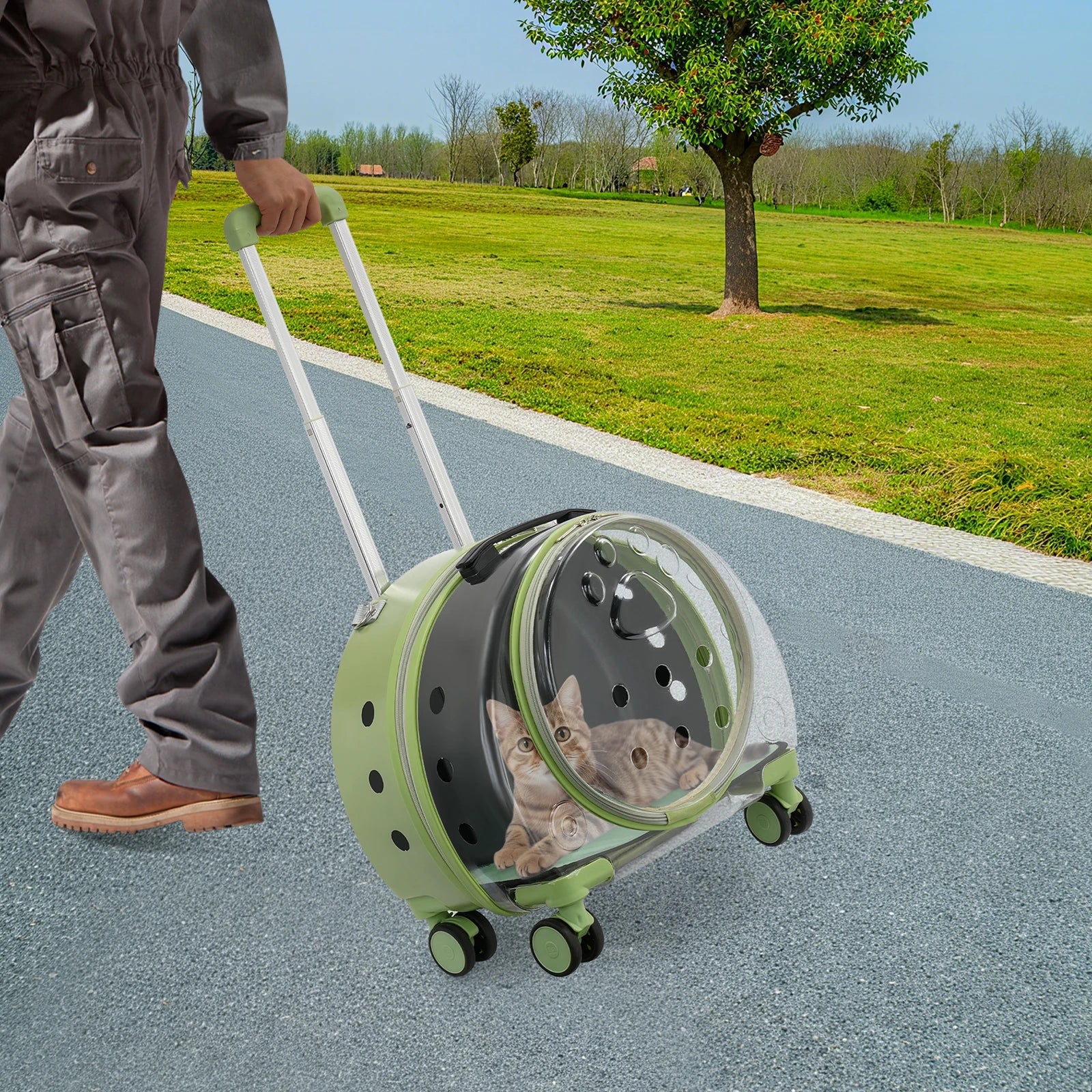 Cat Carrier with Wheels 3-Section Expandable Pet Stroller Rolling Utility Cart, Front Opening, Soft Pad for Small Dog Cat Travel