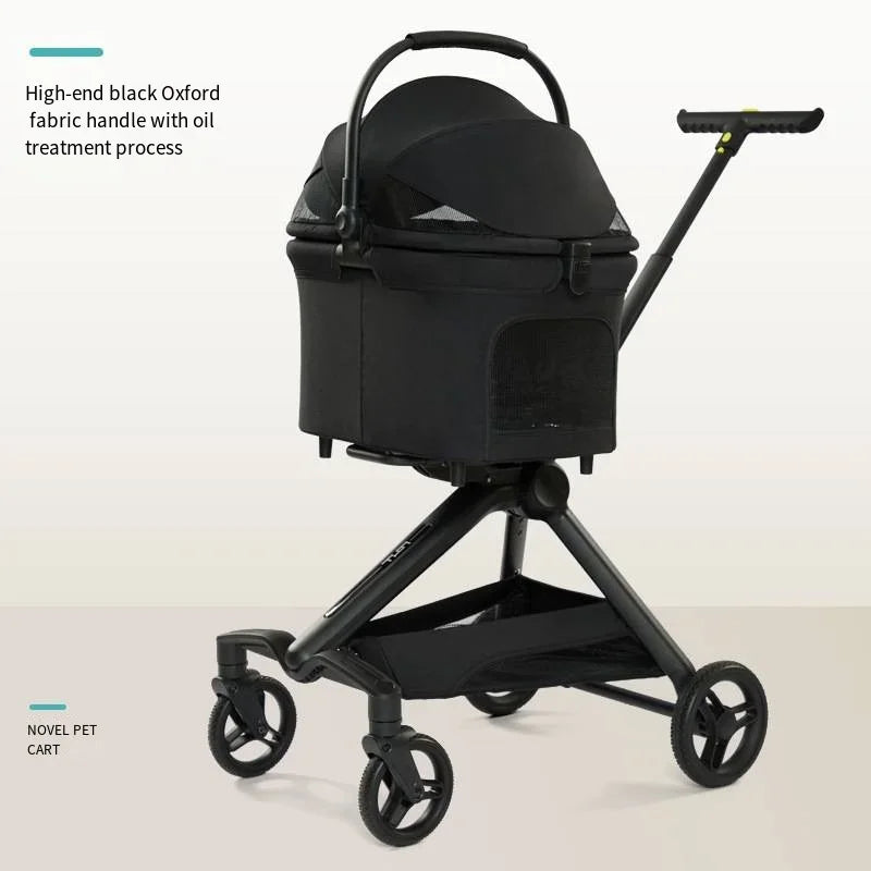 Fashionable High-end Pet Cart Stroller with Directional Design, Small and Medium-sized Dog Teddy Cat Stroller Separable Pet Bag
