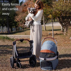 2026 New One Click Automatic Folding Pet Cart Large Space Dog Cat Stroller Outdoor Travel Shopping Mall Pet Carrier