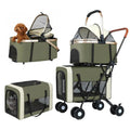 Double Pet Stroller for 2 Dogs & Cats - Foldable Travel Carriage with Detachable Carriers, Safety Belts & 4 Lockable Wheels