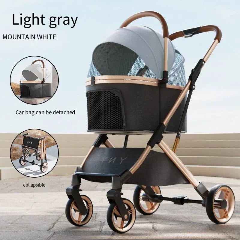 Separable Pet Stroller Pet Cart with Multifunctional Bag Separation Ultra Easy To Carry One Click Collection Cat Dog Stroller