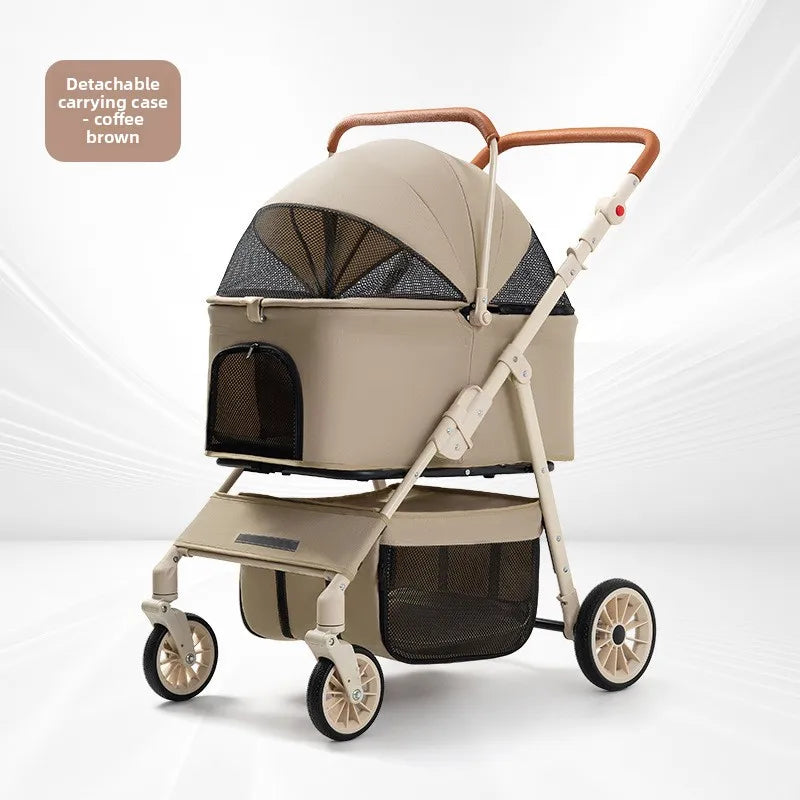 Medium and large pet cart, dog out cart, cat cart foldable, large space, lightweight and separable basking pet cart t