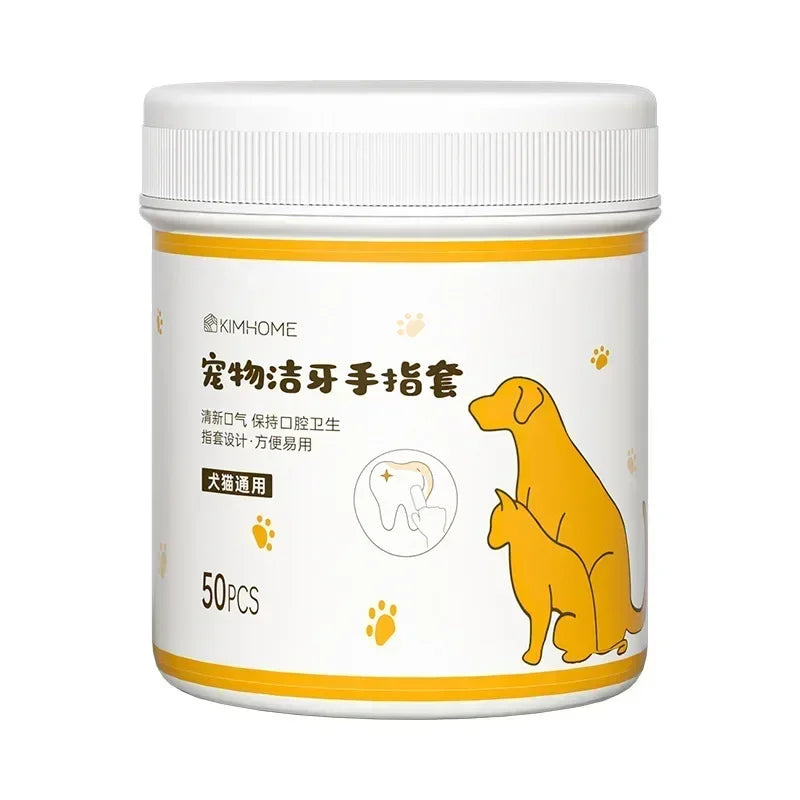 50PCS Disposable Pet Cleaning Wipes for Tartar Removal Oral Ear and Eye Cleaning Pet Hygiene Finger Cots for Cats and Dogs