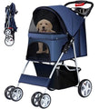 Pet Stroller, 4 Wheels Pet Strolling Cart for Medium/Small Dogs and Cats, Foldable Cat Jogger/Dog Stroller with Cup Holder, Sto