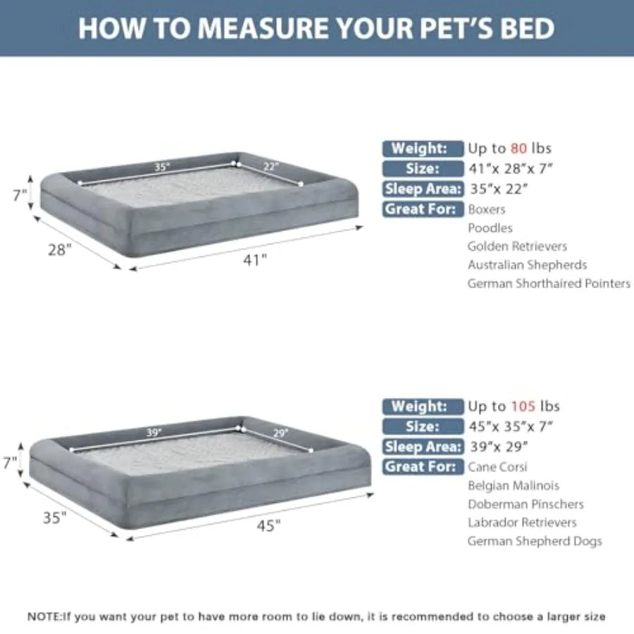 XL Orthopedic Dog Sofa Bed with Bolster Sides (Washable)