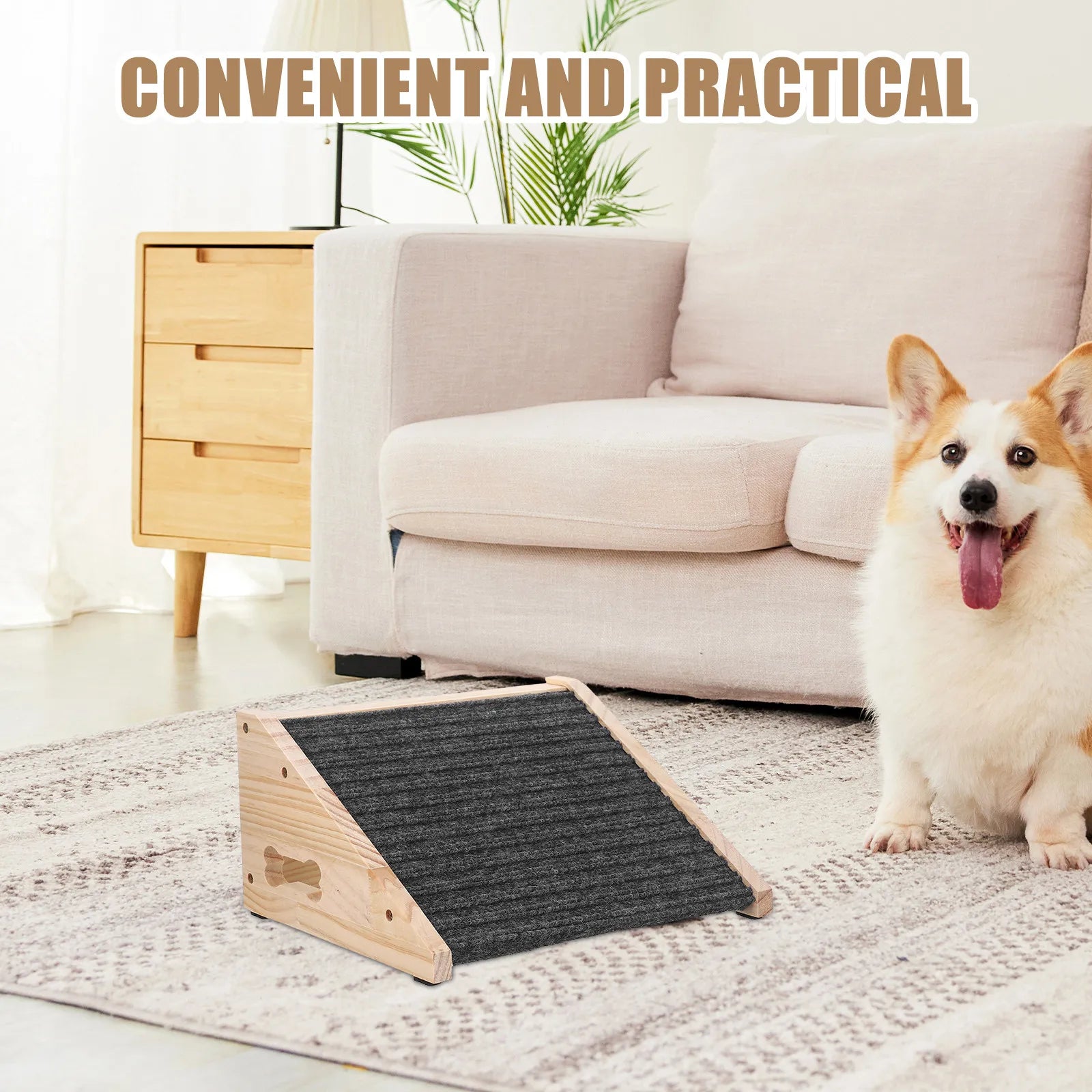 Sturdy Wooden Pet Ramp for Senior Dogs & Cats (11.79x9.82x5.89in)