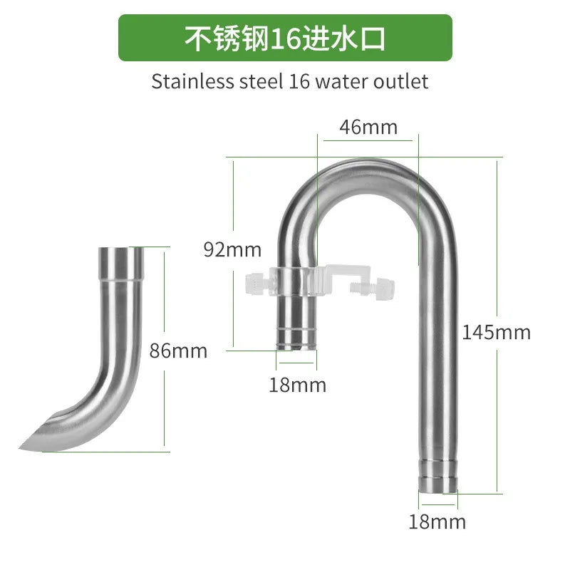 Stainless Steel Aquarium Filter Inlet & Outlet Tubes (Extendable, Anti-Fish Guard, Shrimp Safe)